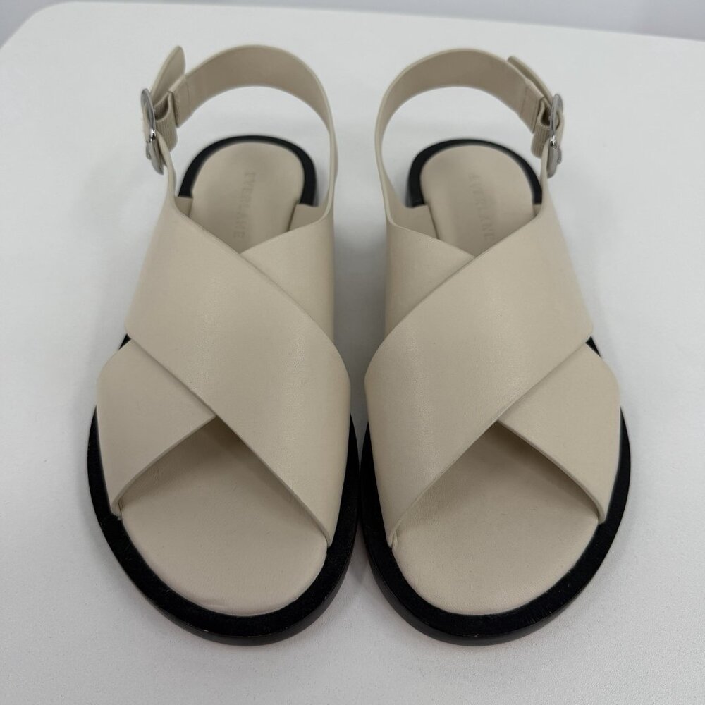 Everlane The City Crossover Sandals size 7.5 in Cream Leather Ankle Strap Buckle - Picture 5 of 8
